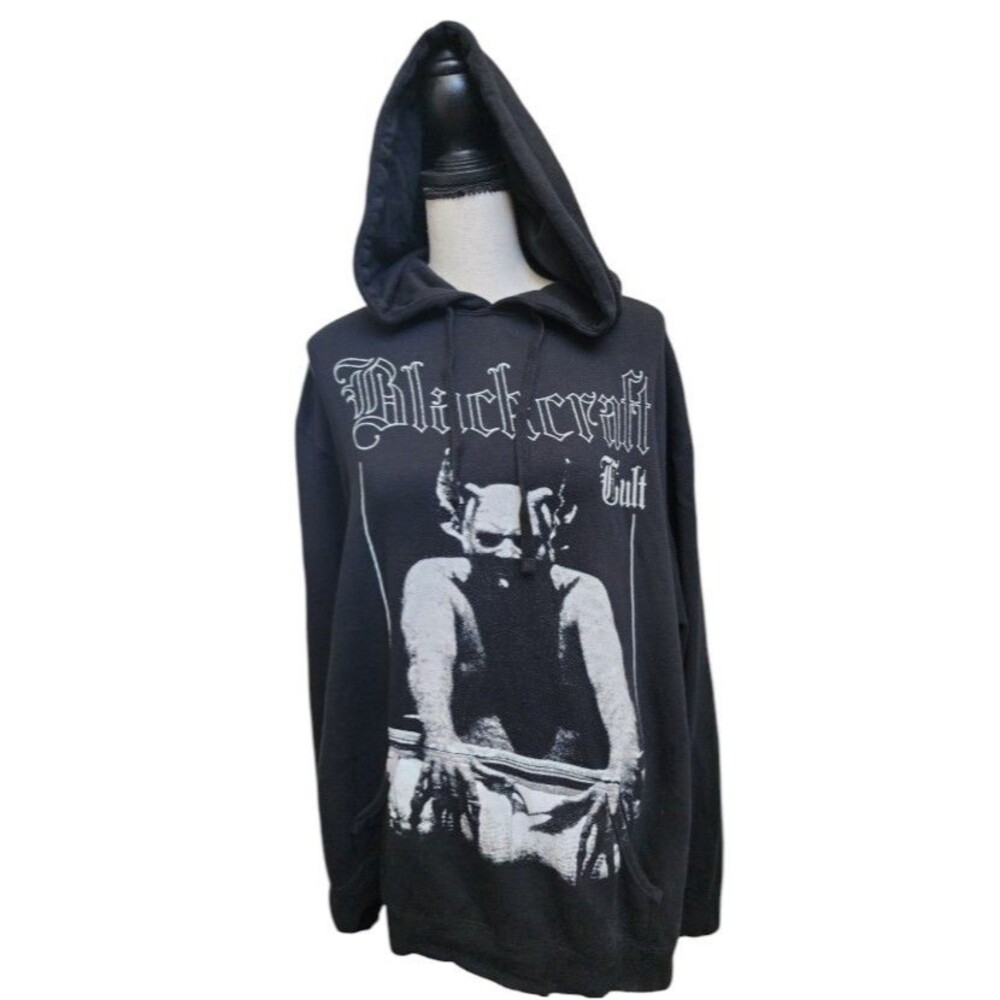 Blackcraft Cult Demon Hoodie Size Large Pullover Pockets Black Punk Goth Horror